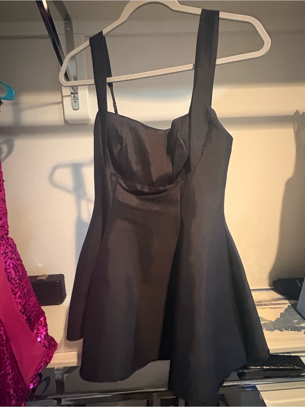 NWT Designer Chloe Dao Black Satin Mini Dress